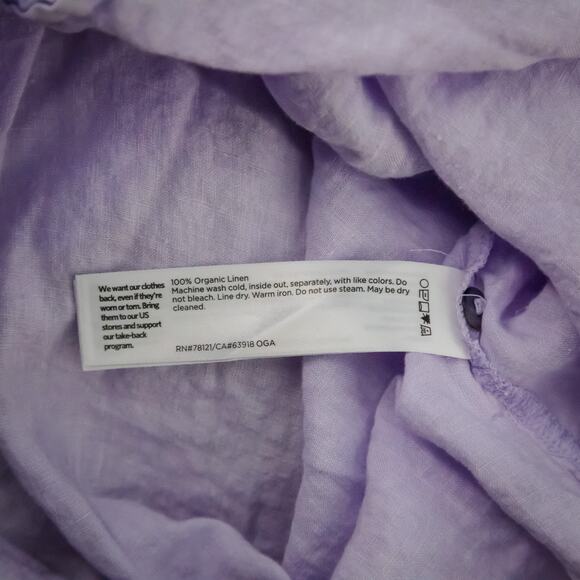 Eileen Fisher Size XL Purple Collared Button Sleeveless Organic Linen Tunic Top - Picture 5 of 6